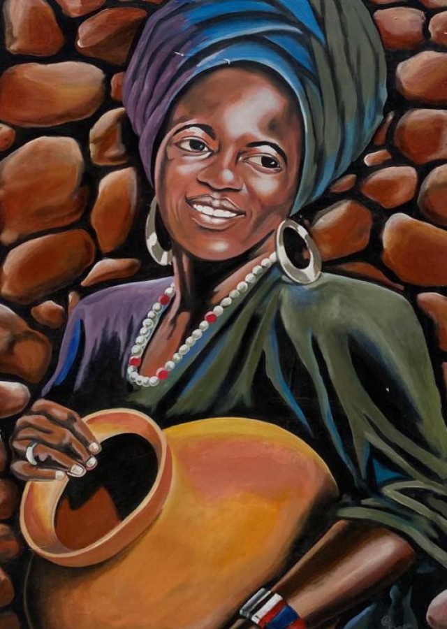 SMILING LADY WITH POT