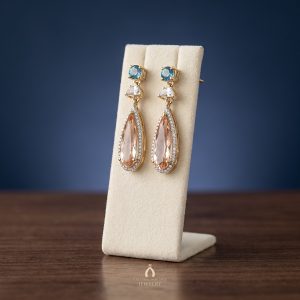 10K Yellow Gold Ear Rings with Morganite and White Topaz — The Vault, Cultural Heritage