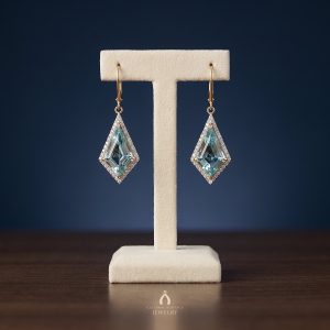 10K Yellow Gold Blue Topaz Ear Rings with Diamonds — The Vault, Cultural Heritage