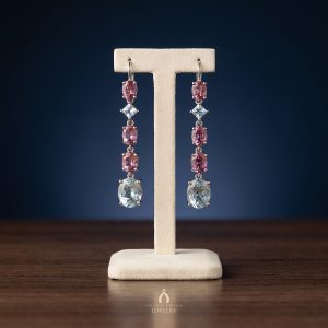 Aqua Marine with Pink Tourmaline Silver Earrings — The Vault, Cultural Heritage