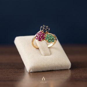 Yellow Gold Ring with Peridot,Ruby,Blue Sapphire — The Vault, Cultural Heritage