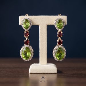 Peridot Ear Rings with Red Garnet and Zircons — The Vault, Cultural Heritage