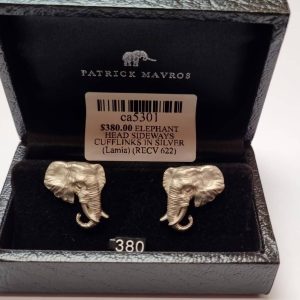 ELEPHANT HEAD SIDEWAYS CUFFLINKS IN SILVER (Lamia)
